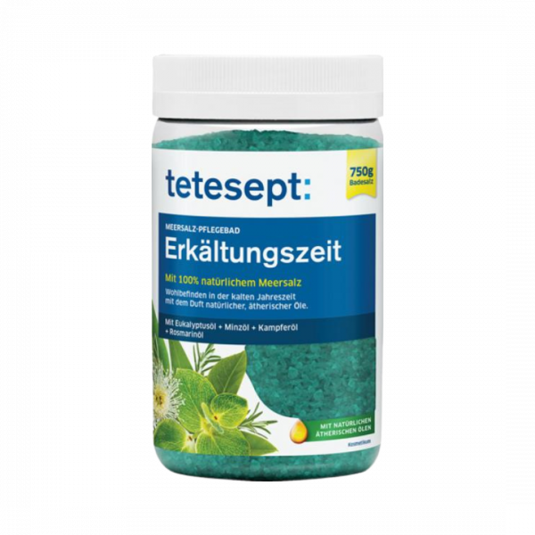 tetesept Meersalz-Pflegebad Erkältungszeit, mit Eukalyptus-, Minz-, Kampfer- und Rosmarinöl, 750g